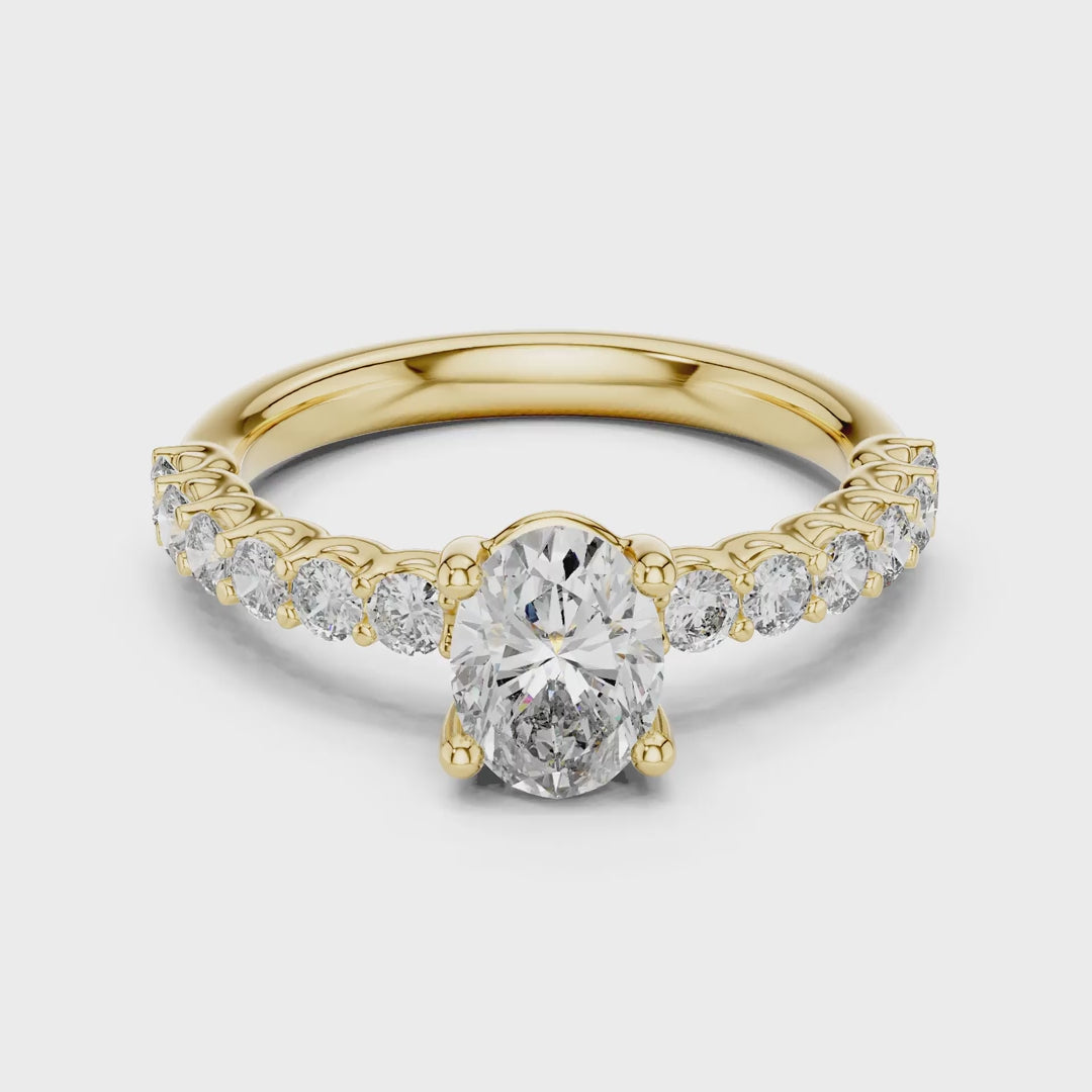 MJR048 - Oval Cut Shared Prong Floating Accent Ring