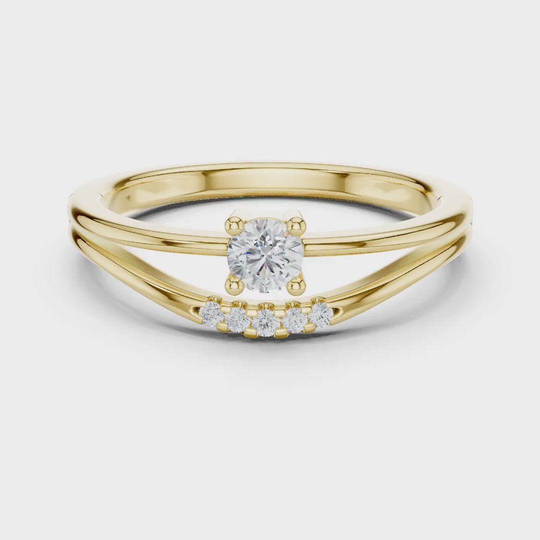MJCLS8 - Floating Round Cut Solitaire Split Band with Accent Row