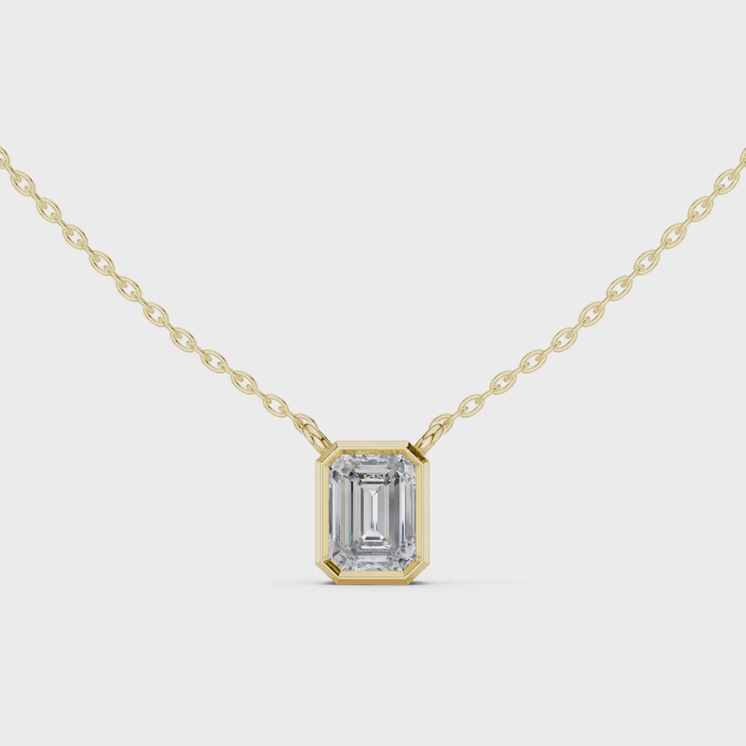MJP38 - Bezel Solitaire Emerald-Cut Pendant