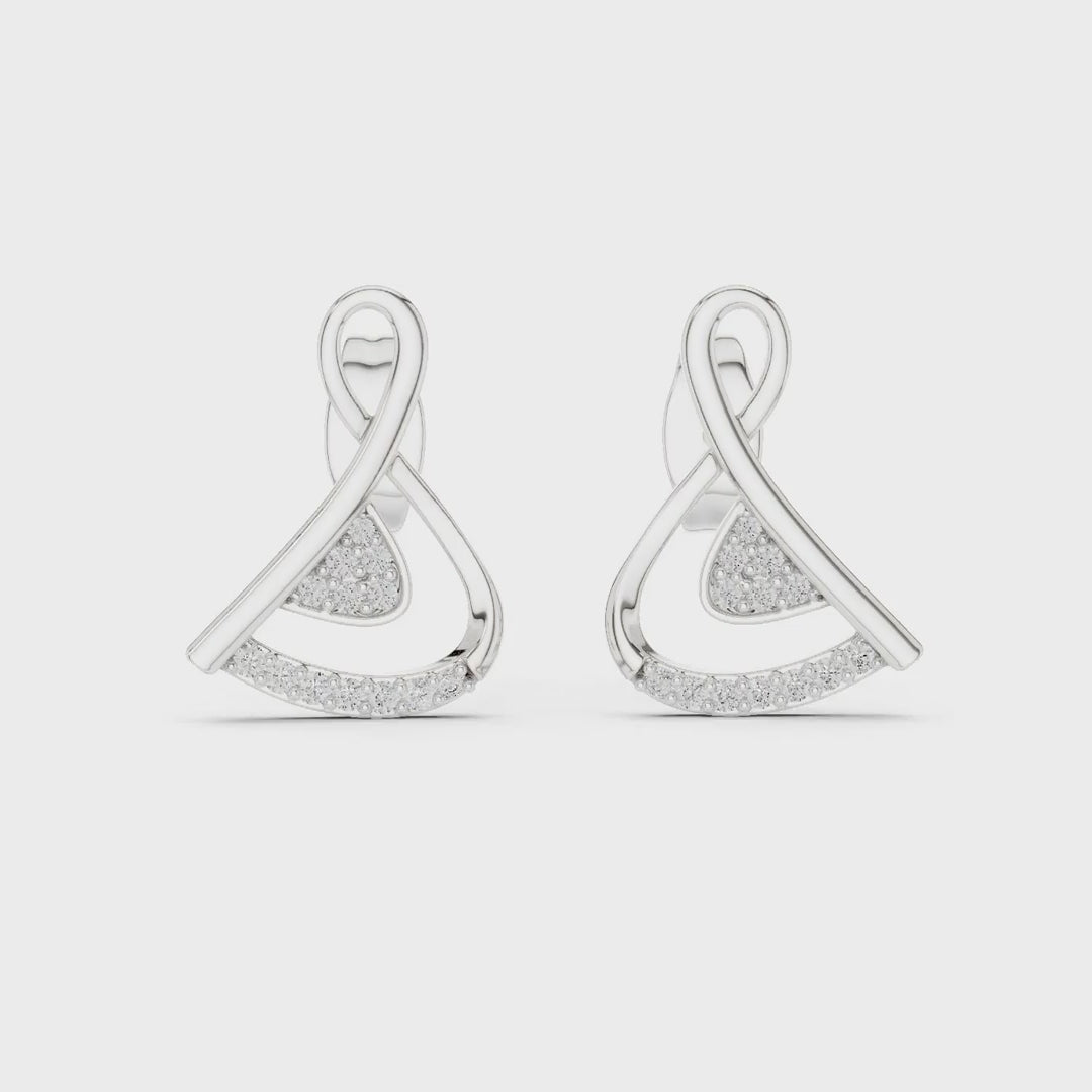 MJER75 - Abstract Ribbon Twist Pavé Studs