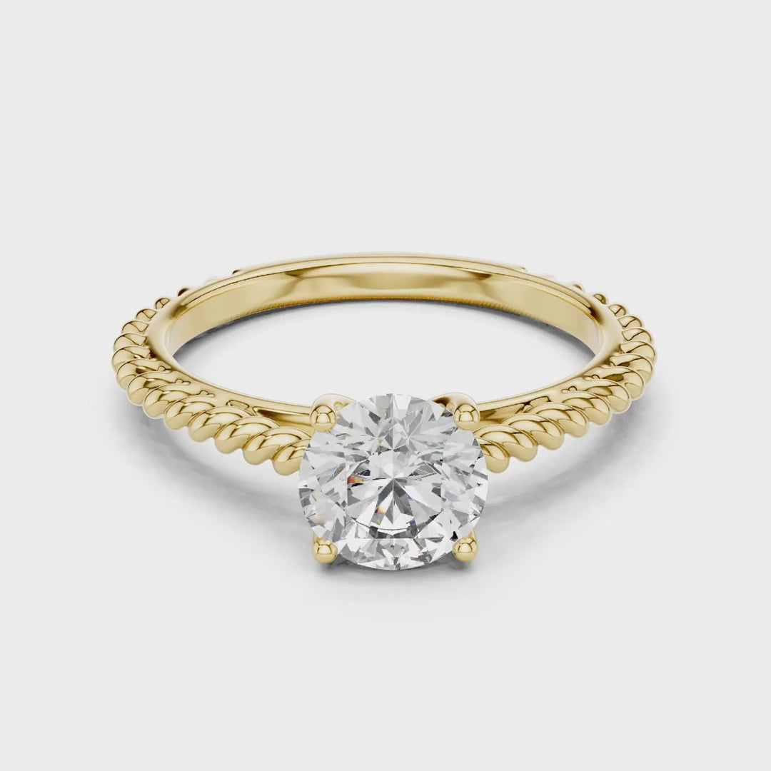 MJR004-Round Brilliant Solitaire Twisted Band Ring