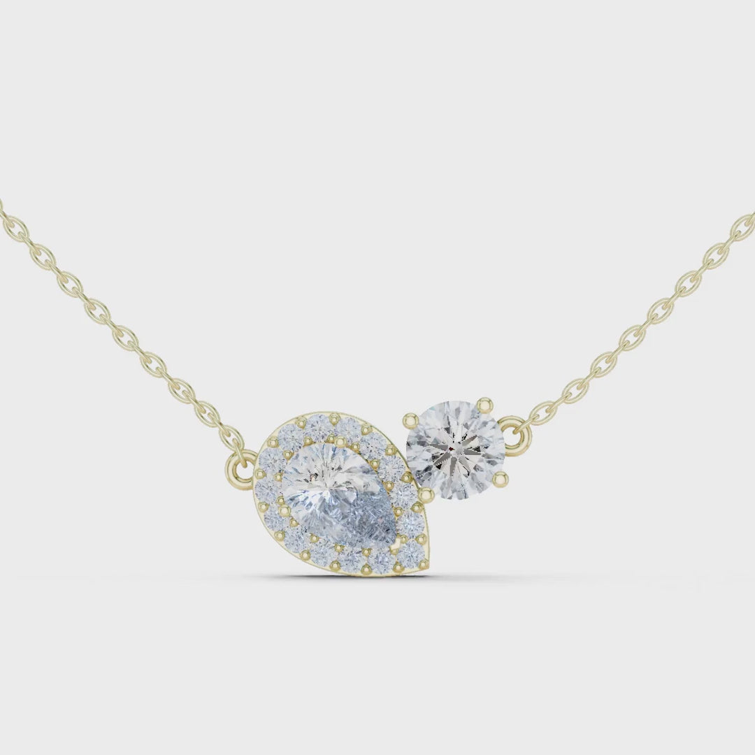 MJP45 - Contoured Pavé Teardrop & Solitaire Necklace