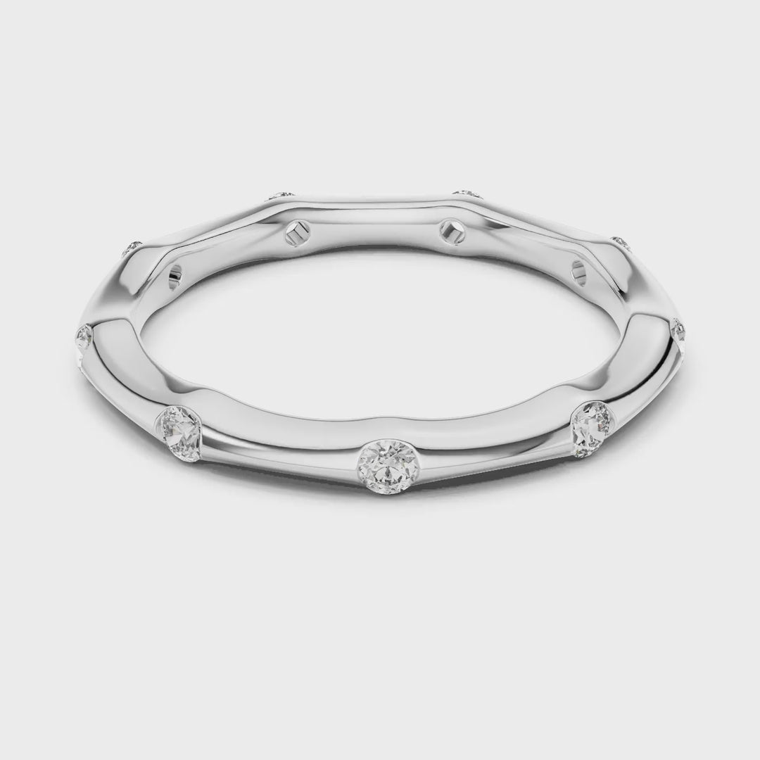 MJET005 - Round Brilliant Flush Set Wavy Eternity Band