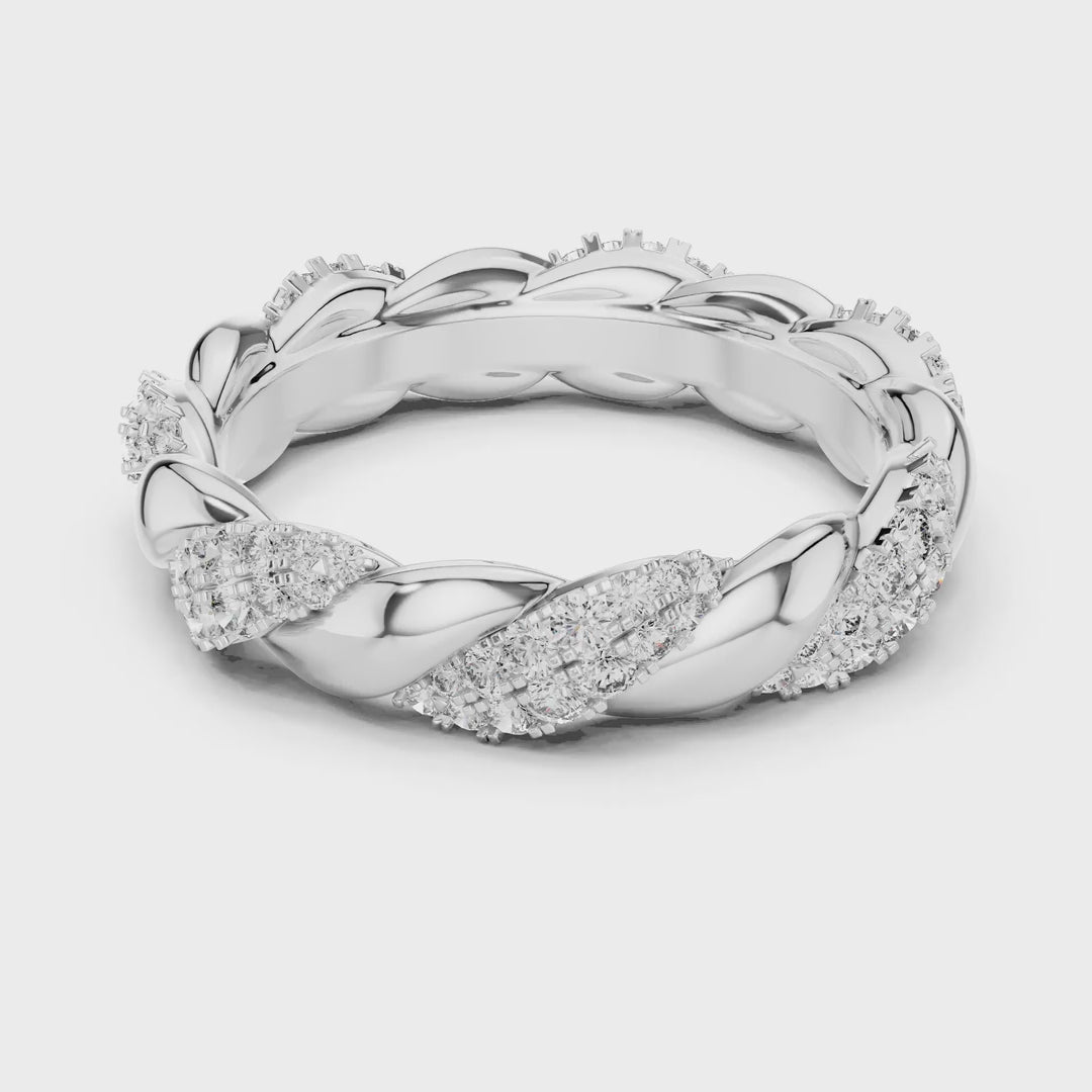 MJET004 - Elegant Woven Entwined Pavé Silhouette Wedding Band