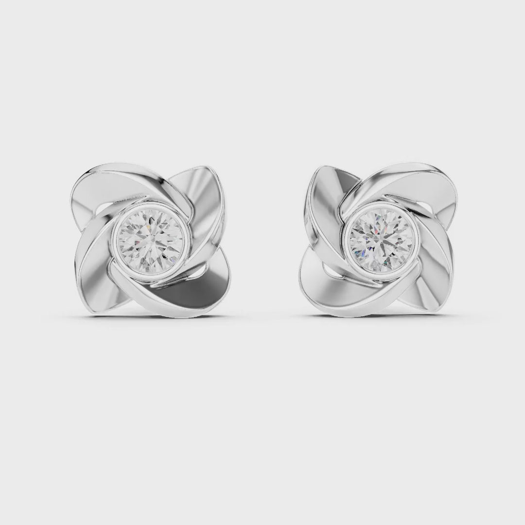 MJER12 - Sculpted Floral Petal Bezel Studs
