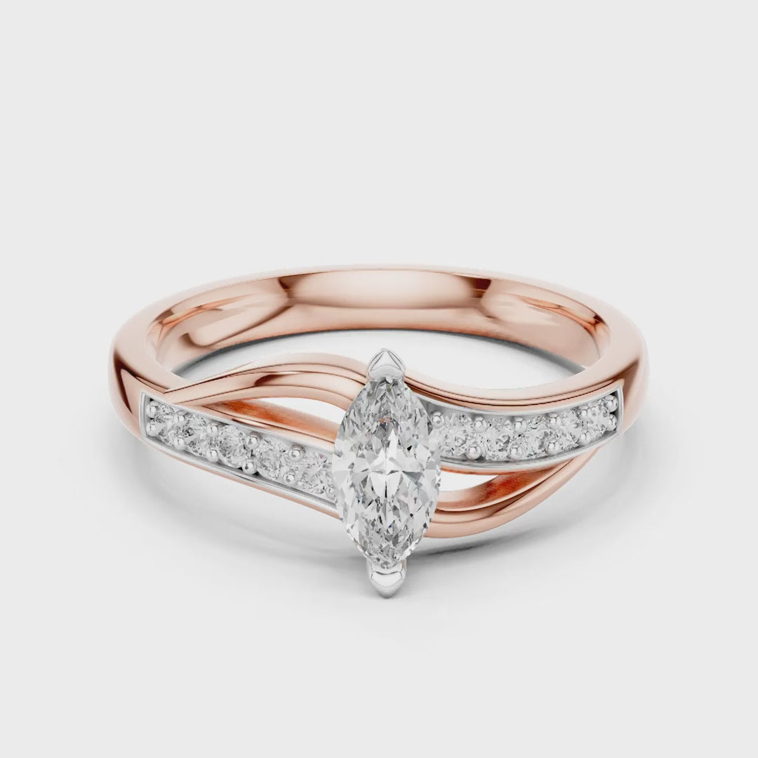 MJR056 - Marquise Cut Fluid Wave Split Shank Ring