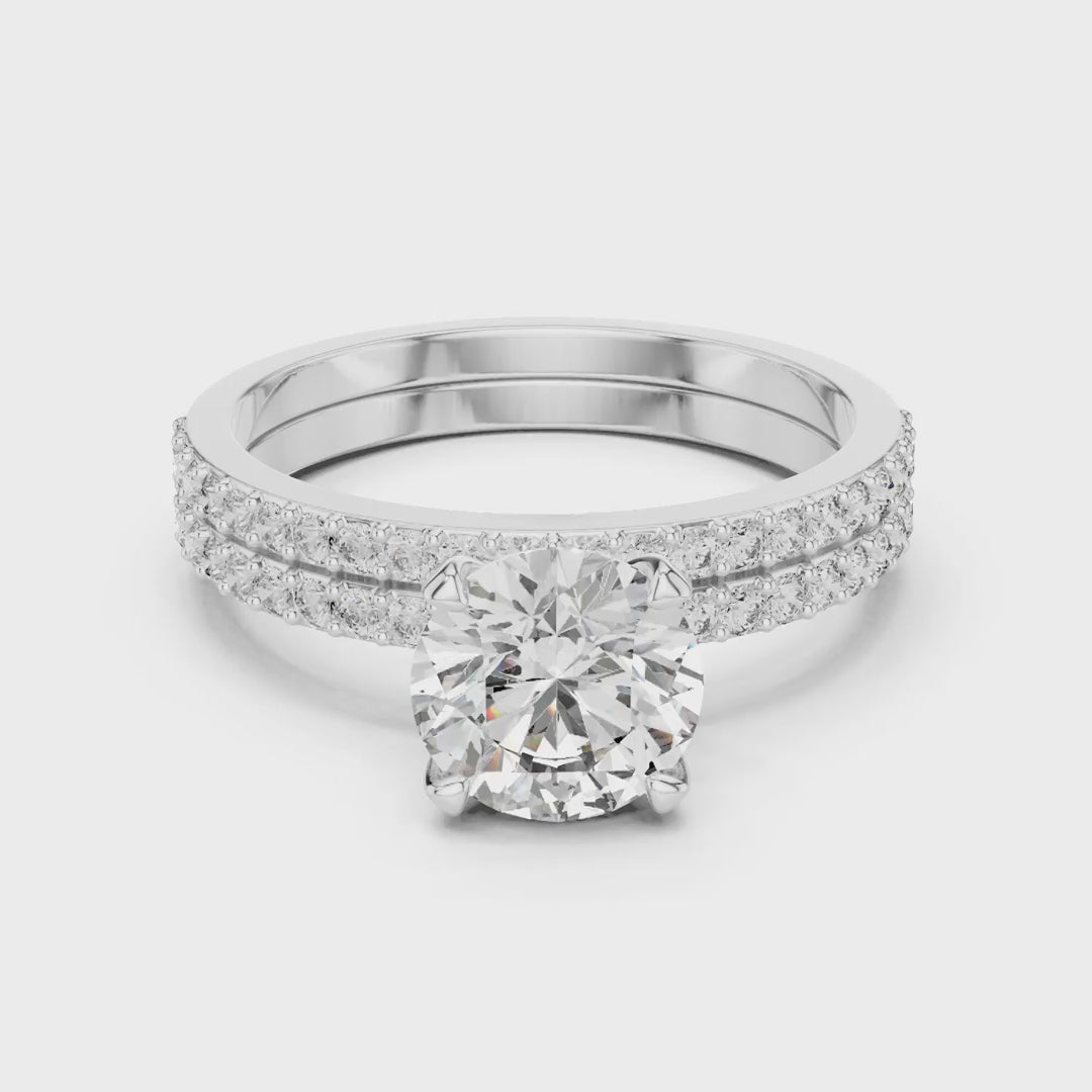 MJTW4 - Round Cut Classic Pavé Duo Band Set