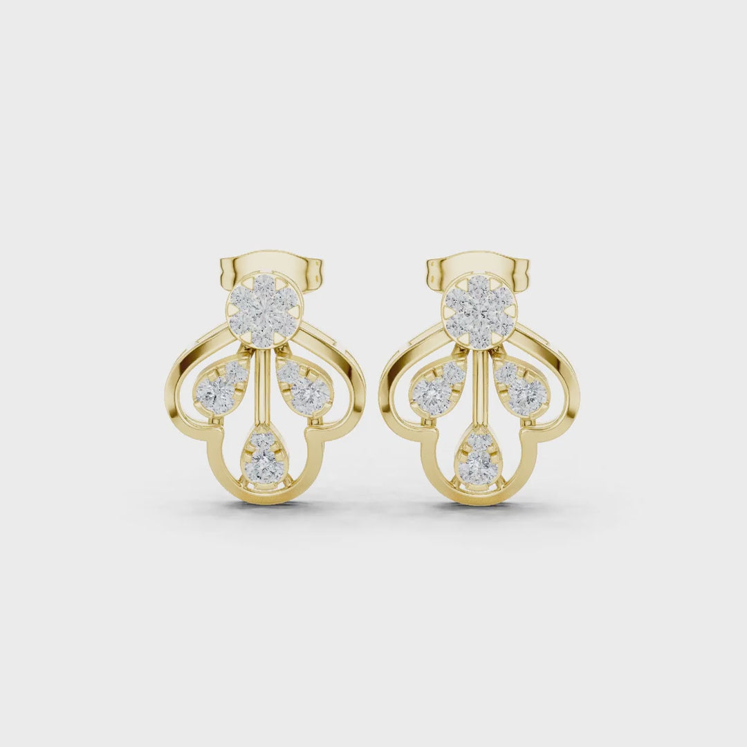 MJER67 - Floral Coronet Sparkling Post Earrings