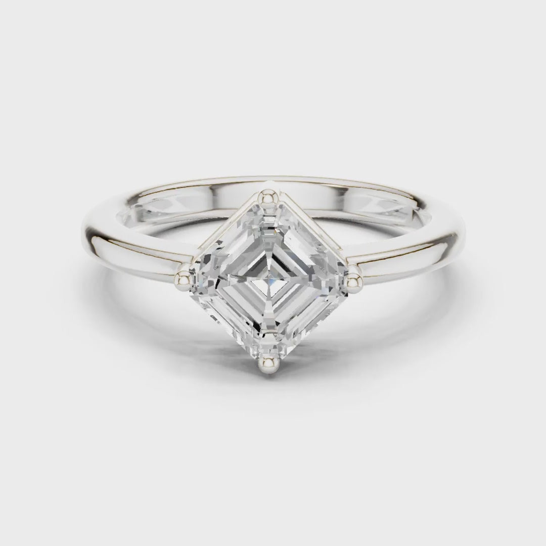 MJR0141 - Kite-Set Asscher Solitaire Ring with Tapered Band