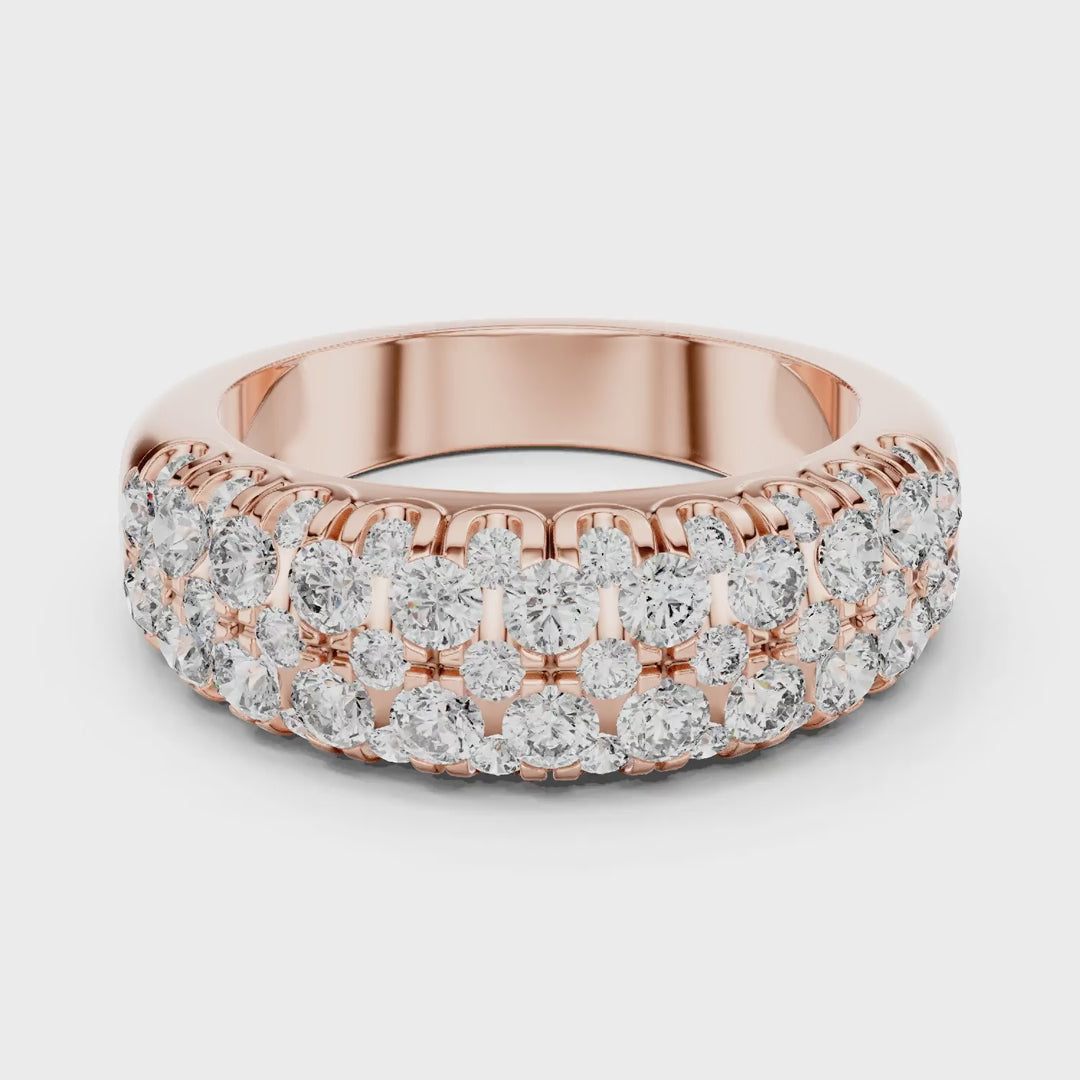 MJR041 - Round Multi Row Micro Pavé Statement Ring