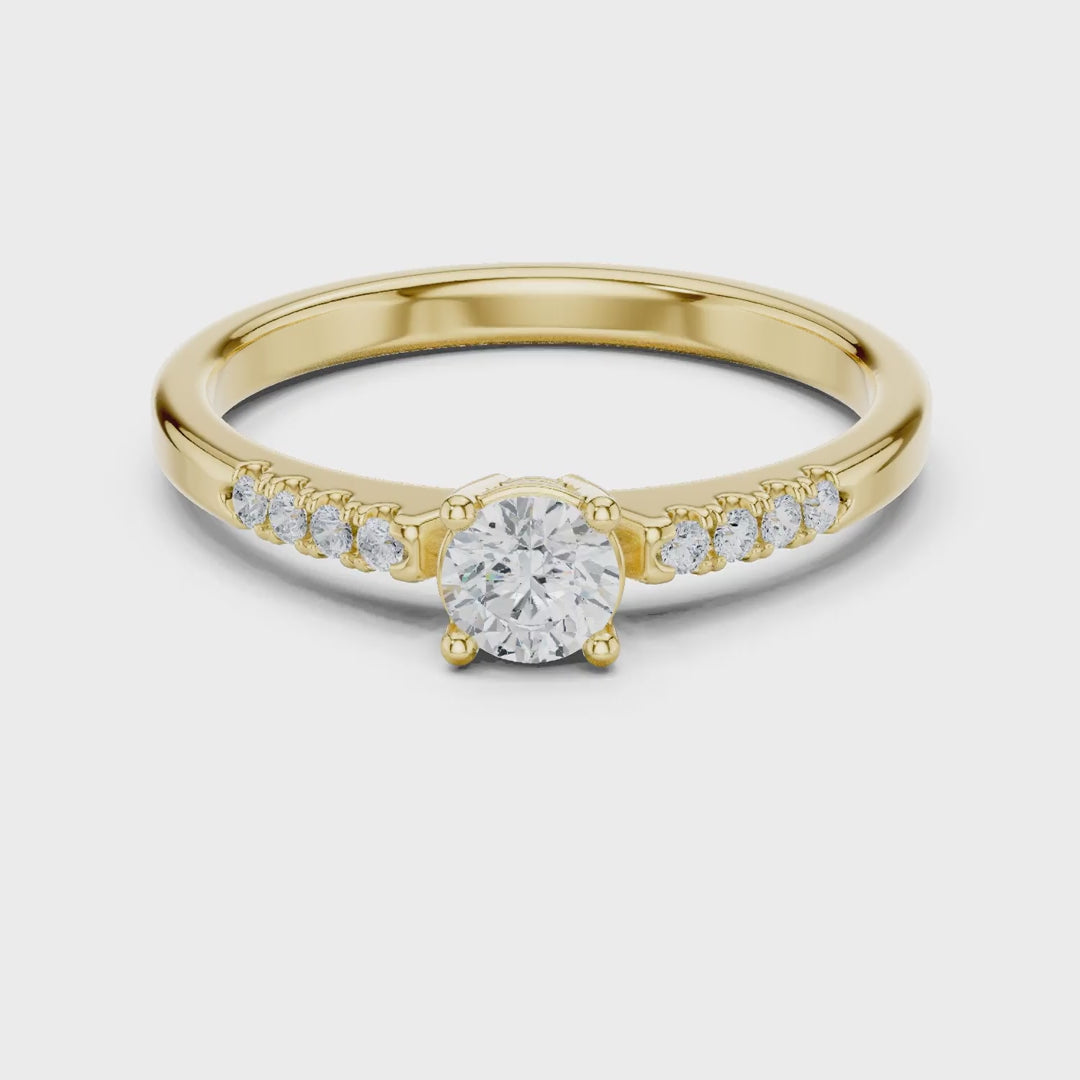 MJR0144 - Timeless Round Solitaire with Diamond Paved Shoulders