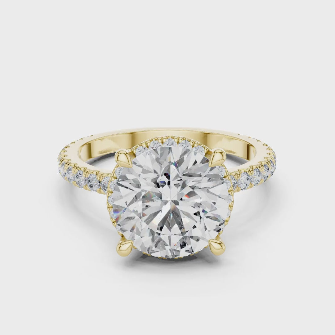 MJR0115 - Round Center Stone Ring with Double Under-Halo Accent