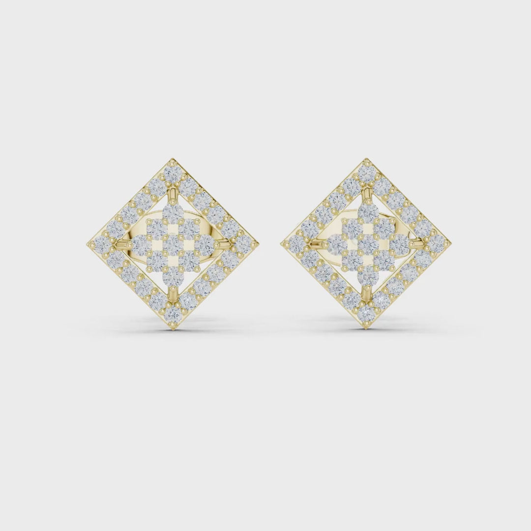MJER36 - Diamond-Shaped Pavé Cluster Studs