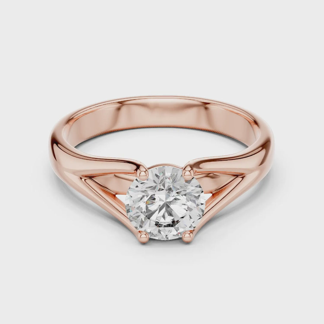 MJR002-Classic Round Solitaire Ring with 8-Prong Setting