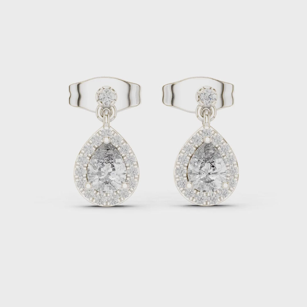 MJER48 - Suspended Teardrop Halo Drop Earrings