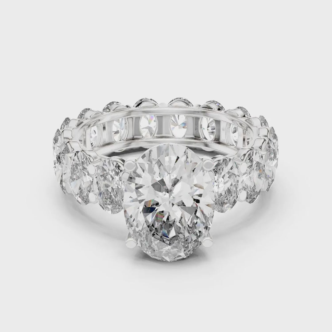 MJR0128 - Classic Oval Center Stone Set on Full Oval Eternity Shank