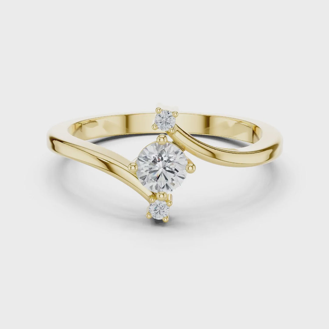 MJR0124 - Round Brilliant Bypass Ring with Vertical Accent Stones