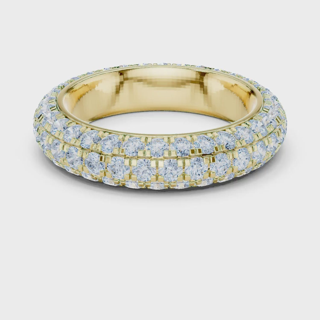 MJET041 - Dome Curved Triple Row Diamond Eternity Band