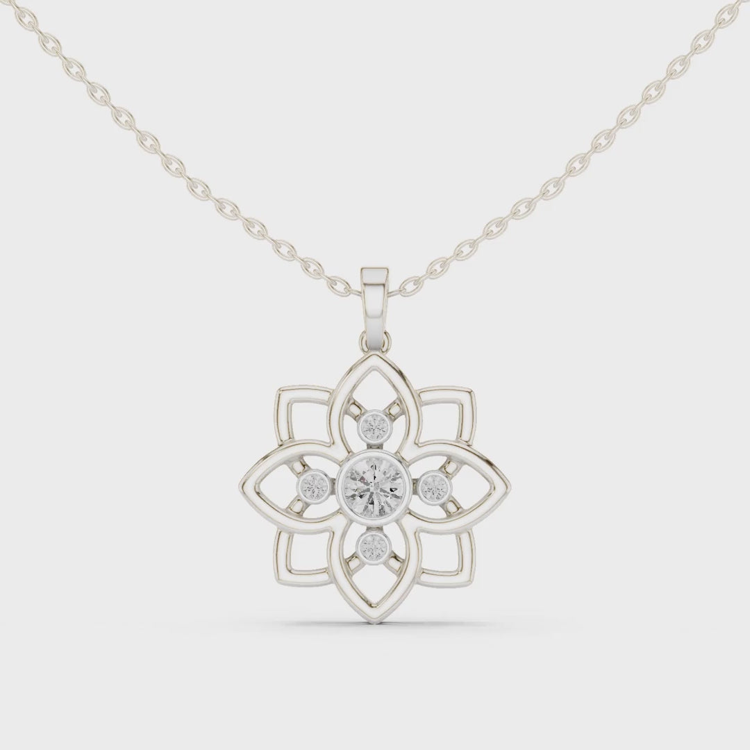 MJP29 - Openwork Lotus Blossom Diamond Pendant