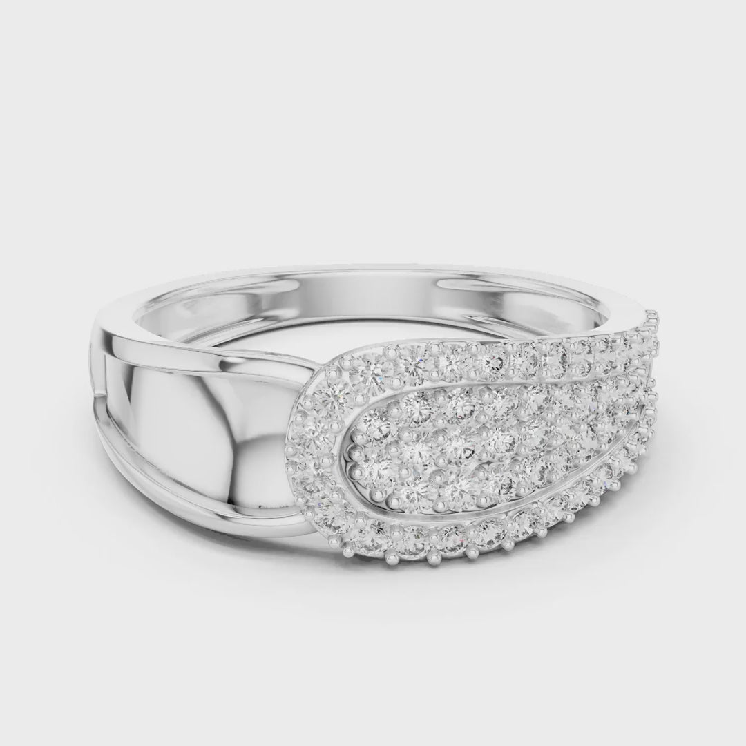 MJAR005 - Asymmetric Teardrop Medallion Wide Statement Ring