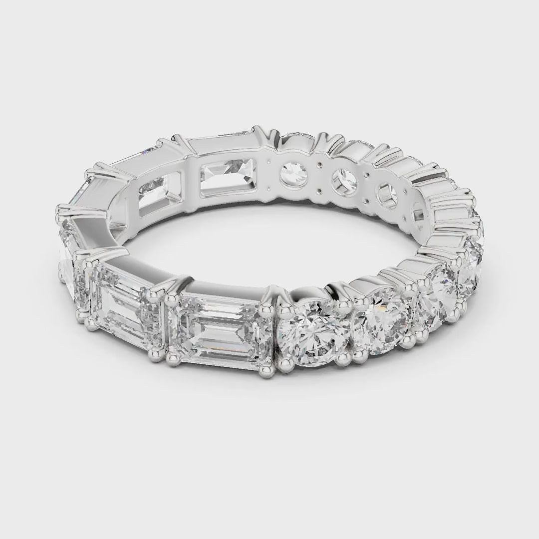 MJET037 - Dual Cut Geometric Accent Eternity Stacking Ring