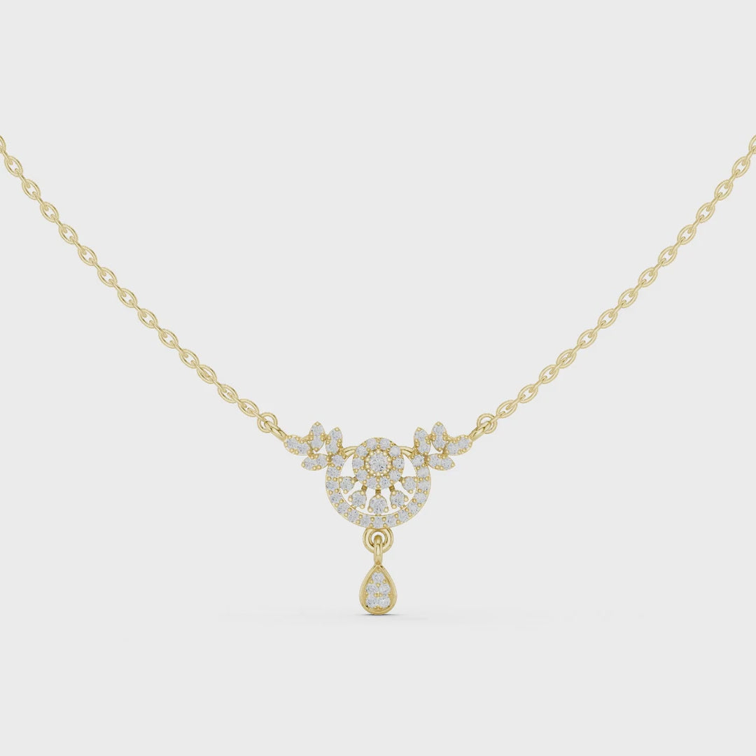 MJP22 - Sunburst Medallion Pear Dangle Pendant