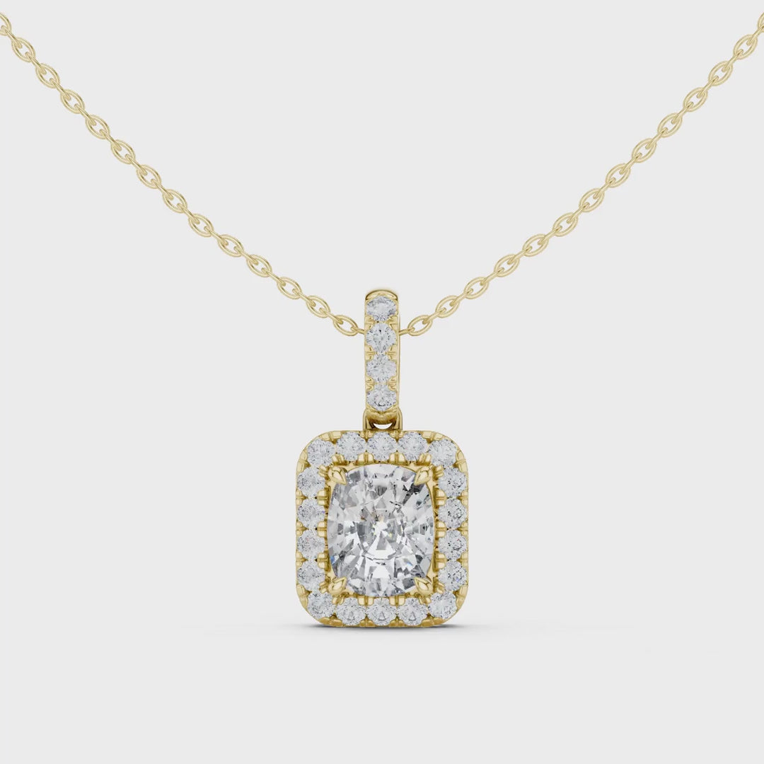 MJP37 - Cushion Halo Pavé Frame Pendant