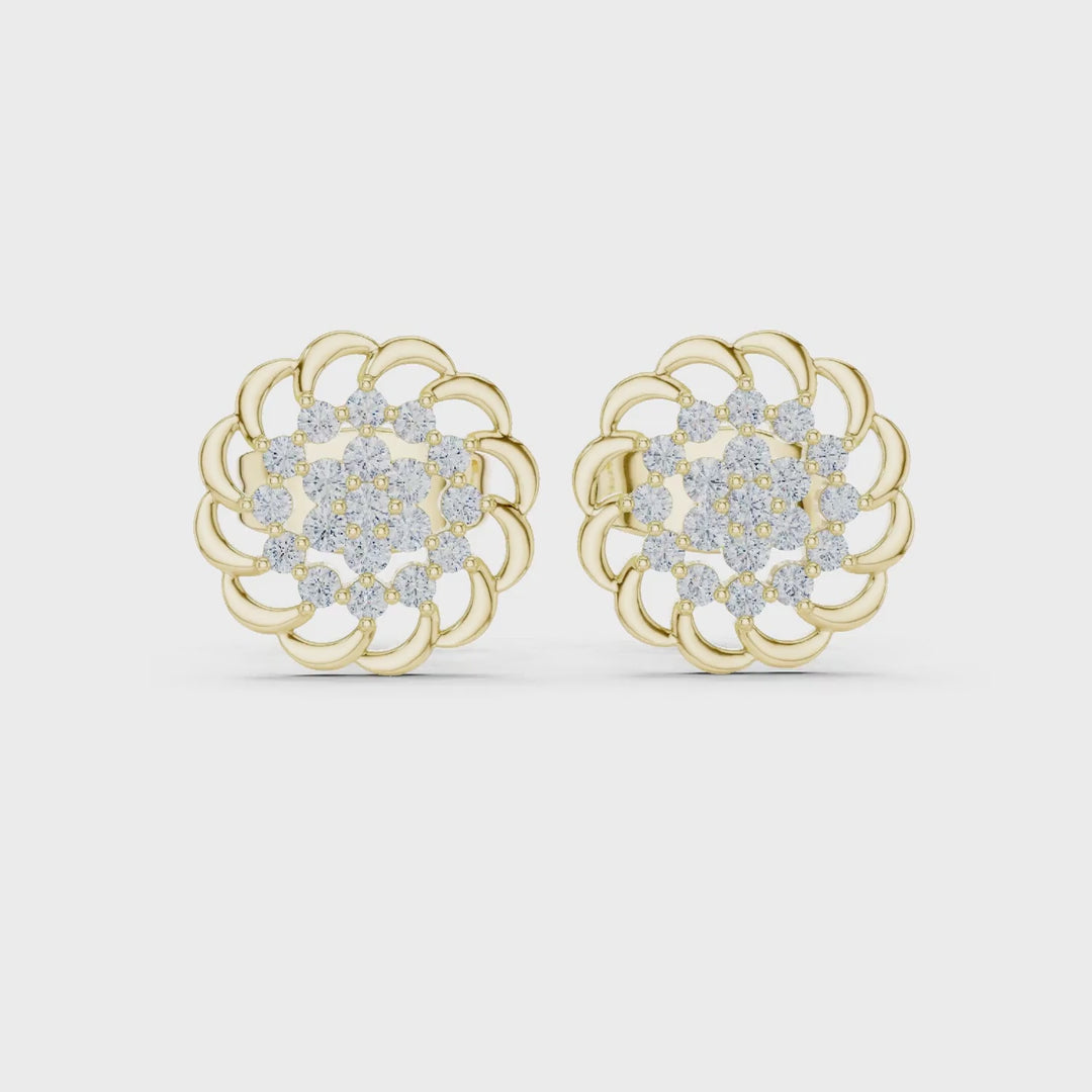 MJER76 - Swirled Floral Cluster Post Earrings