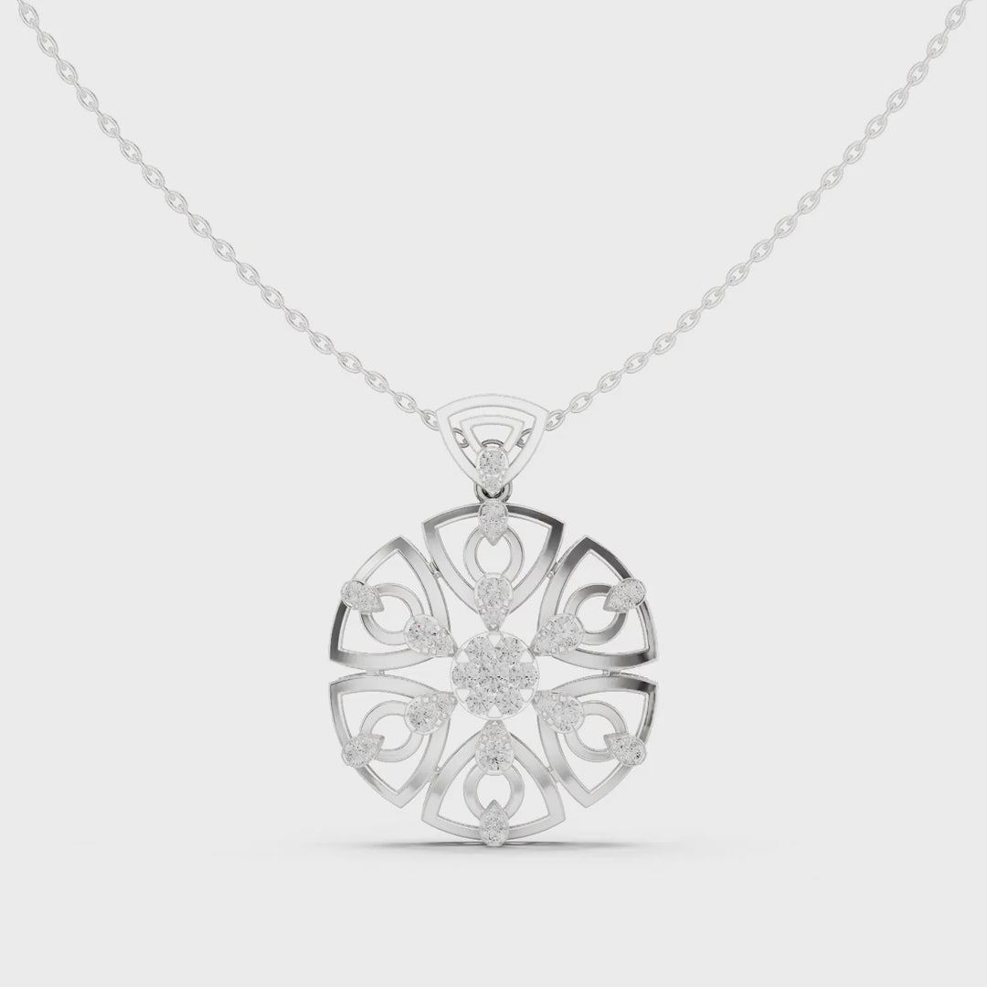 MJP14 - Ornate Diamond Mandala Openwork Disc Pendant