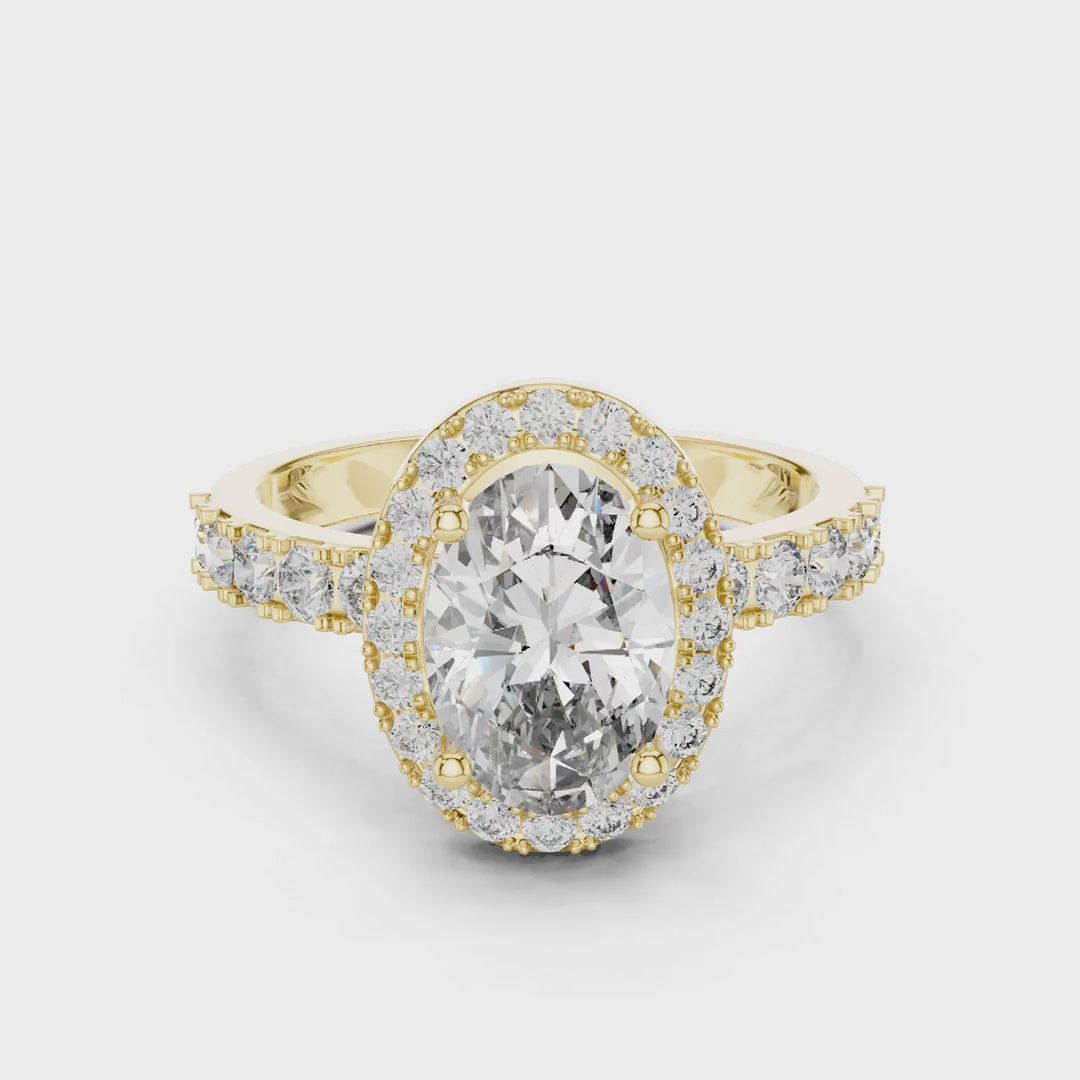 MJR019 - Oval Cut Halo Engagement Ring