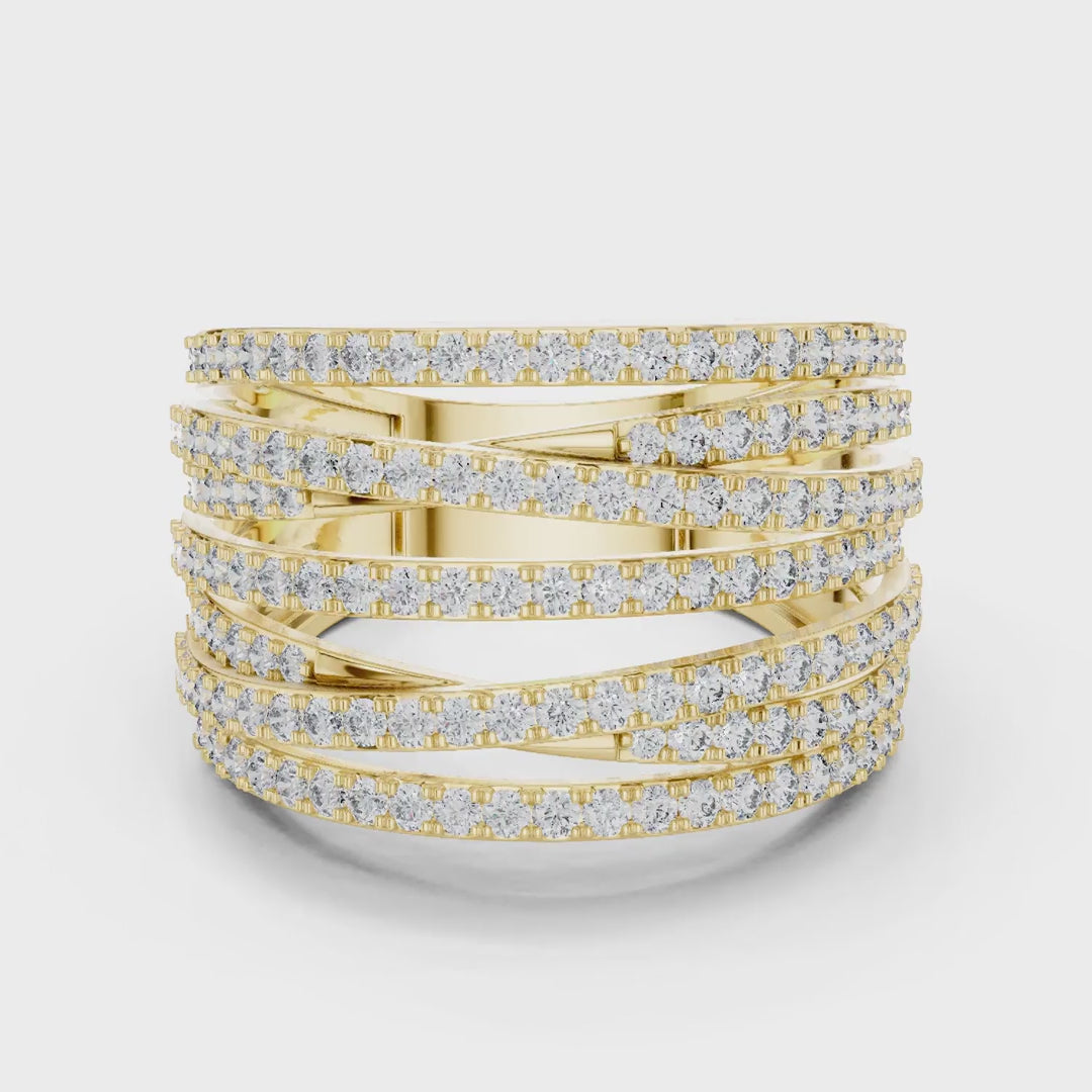 MJA007 - Elegant Wide Multi-Strand White Gold Band