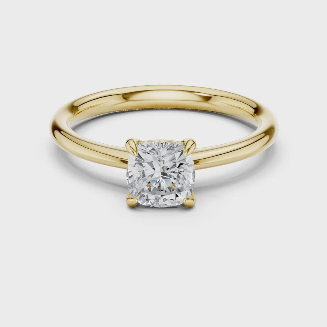 MJR0156 - Cushion Cut Solitaire Ring with Delicate Double Prongs