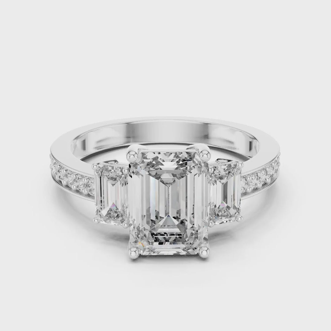 MJR014 - Art Deco Pavé Band Trio Statement Ring