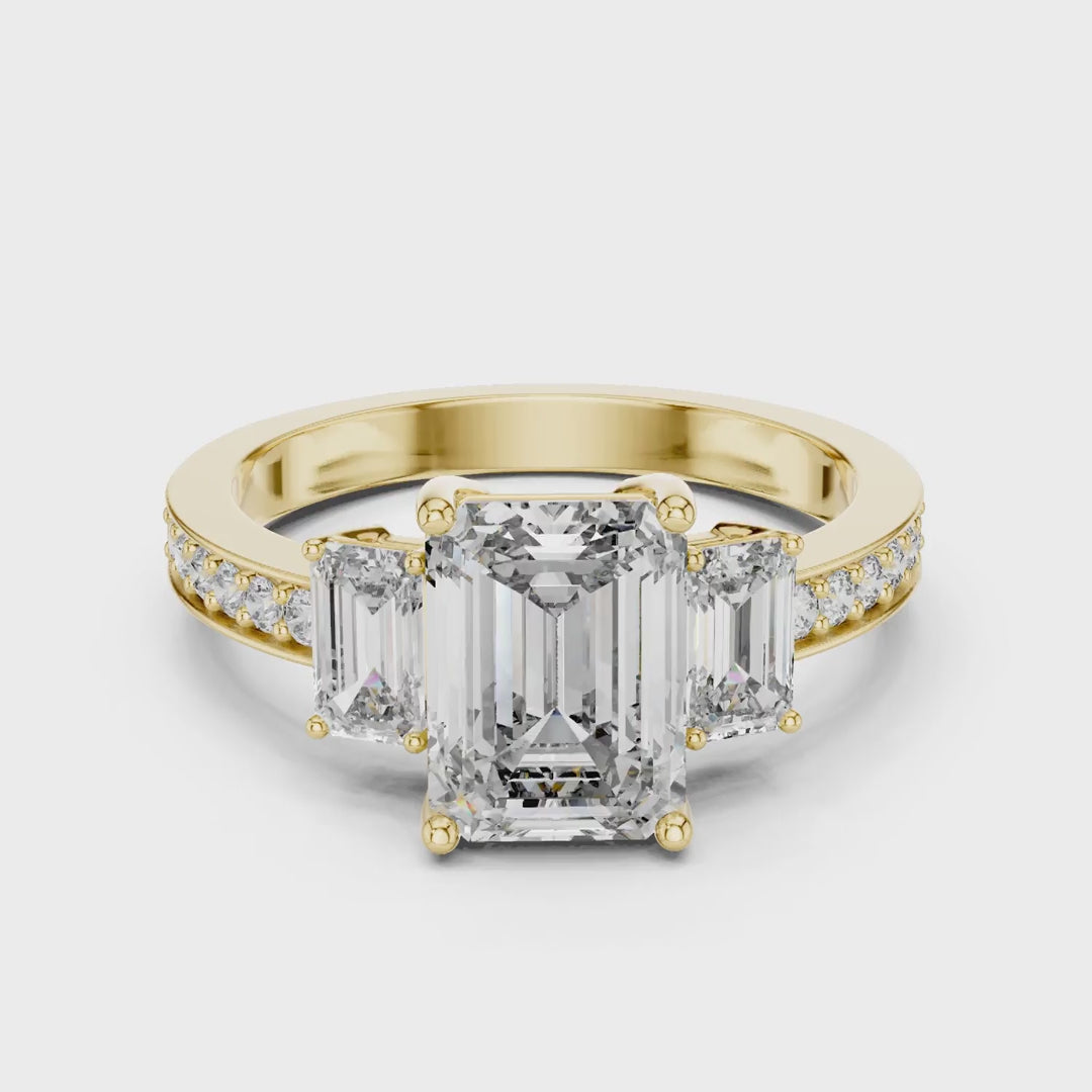 MJR014 - Art Deco Pavé Band Trio Statement Ring