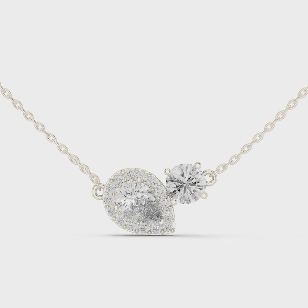 MJP45 - Contoured Pavé Teardrop & Solitaire Necklace