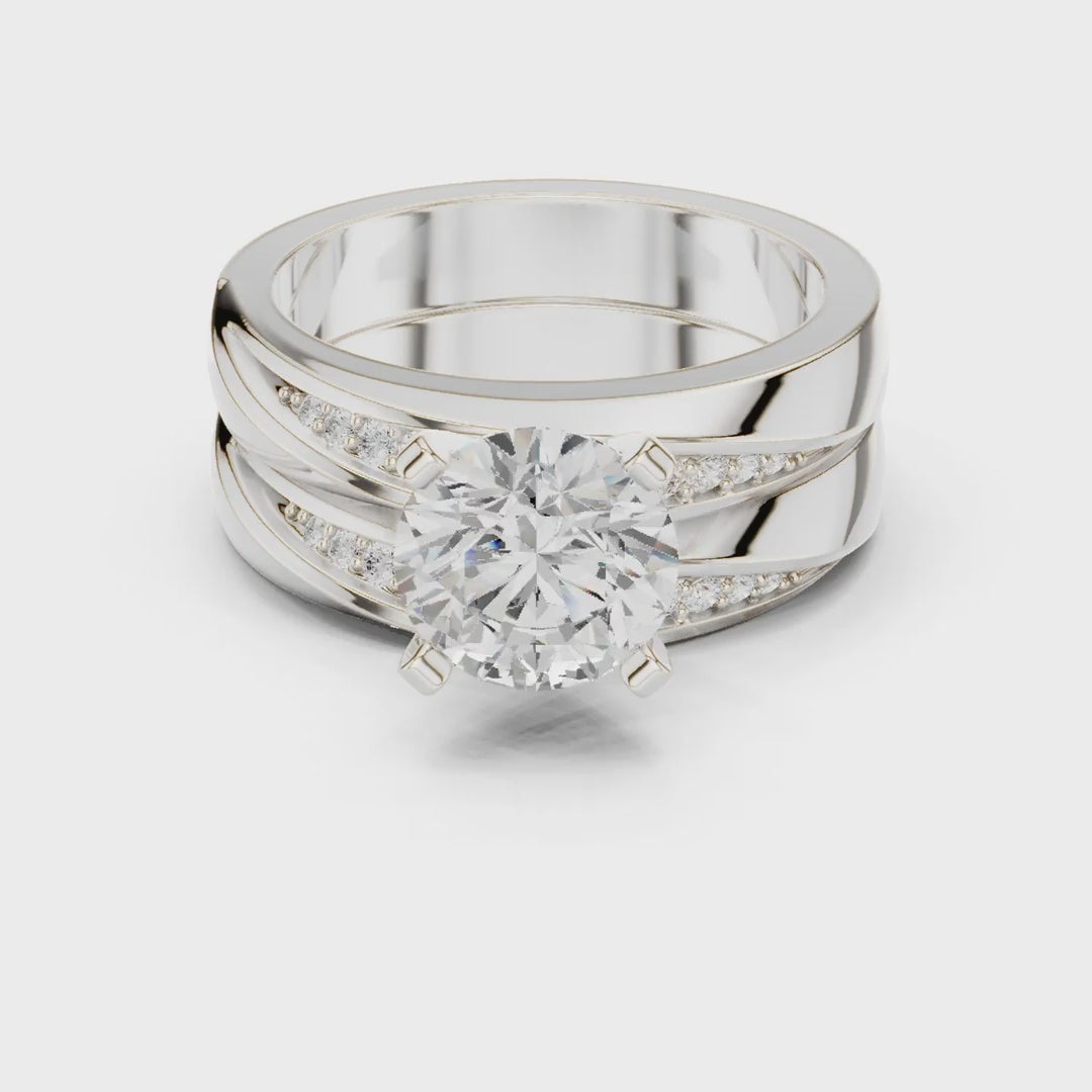 MJTW9 - Modern Sculptural Polished Crossover Dynamic Ring