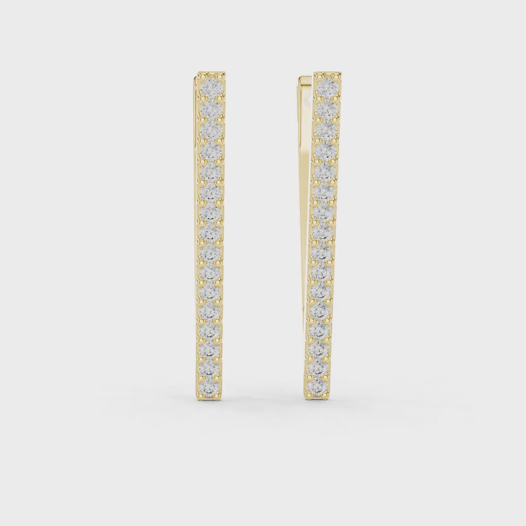 MJER19 - Triangular Pavé Geometric Hoop Earrings