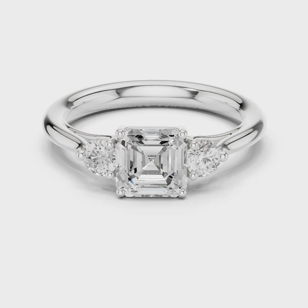 MJR073 - Classic Step Cut Asscher Trio Comfort Fit Ring