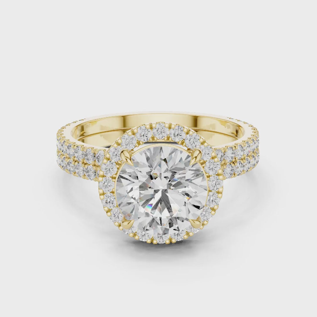 MJTW2 - Round Halo Double Band Bridal Set