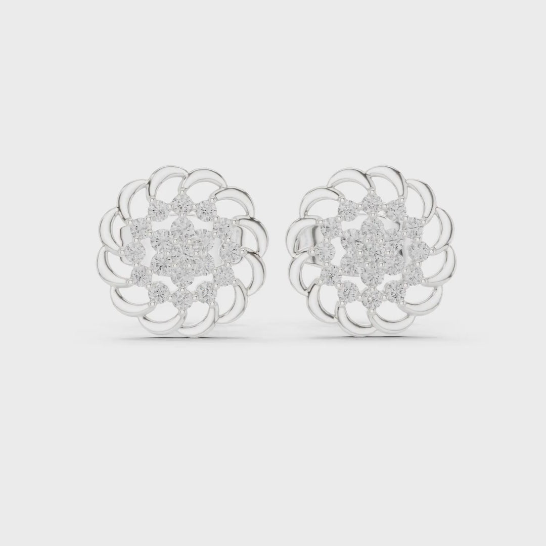 MJER76 - Swirled Floral Cluster Post Earrings