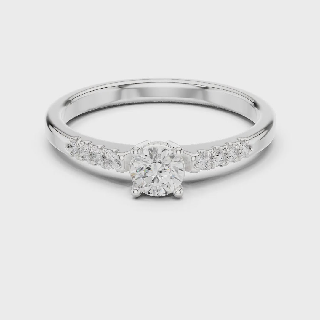MJR0144 - Timeless Round Solitaire with Diamond Paved Shoulders