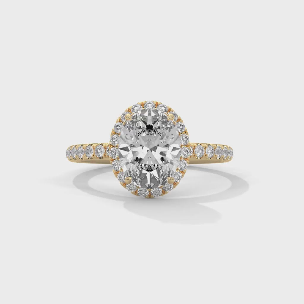 MJBS41 - Oval Cut French Pavé Halo Engagement Ring