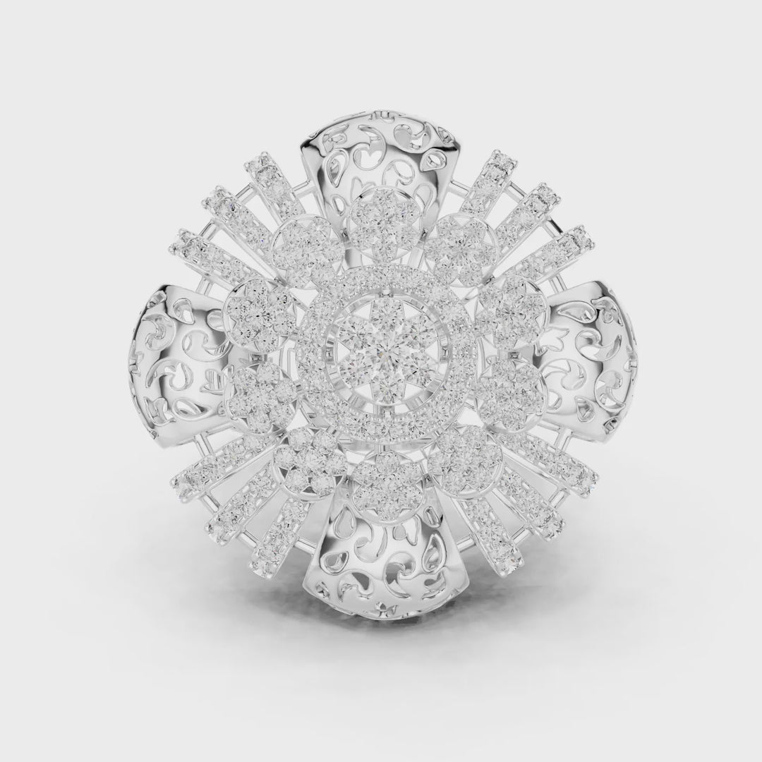MJAR002 - Floral Textured Round Medallion Ring
