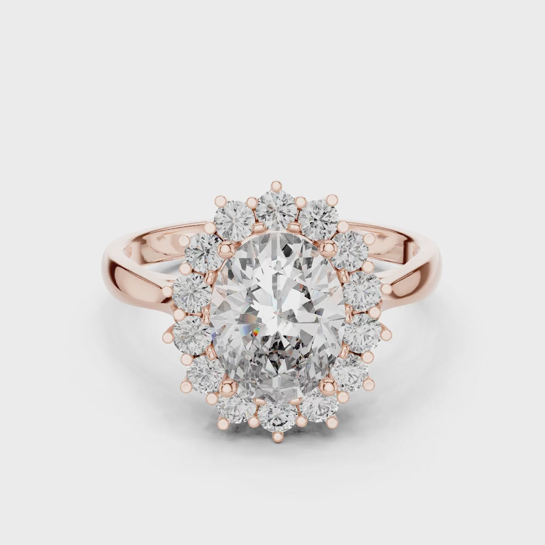 MJR050 - Oval Floral Sunburst Burst Border Ring