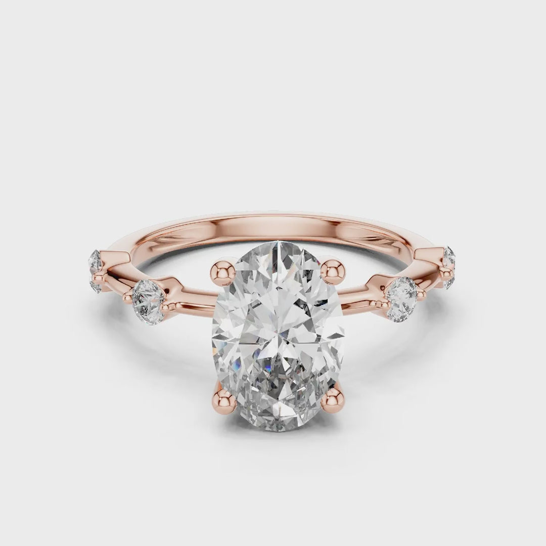 MJR036 - Enchanting Shared Prong Stationed Shank Bridal Ring