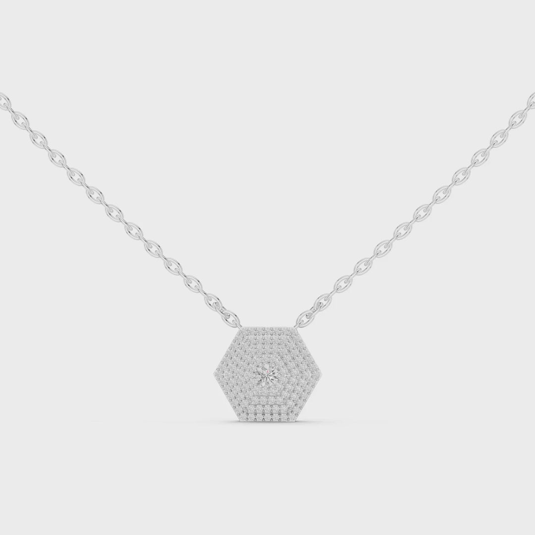 MJP04 - Geometric Hexagon Pave Cluster Pendant