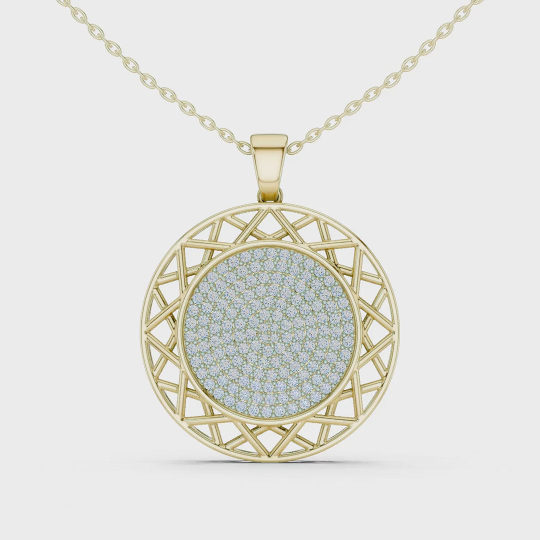 MJP28 - Lattice Halo Pavé Medallion Pendant