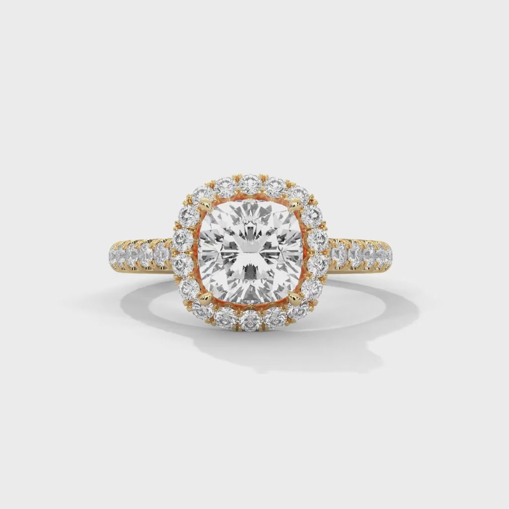 MJBS29 - Cathedral Style Cushion Halo Accent Wedding Ring