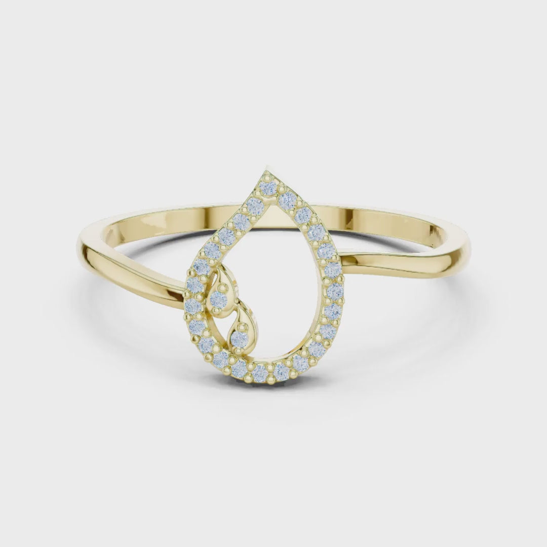 MJCLS9 - Pear Openwork Leaf Accented Ribbon Band