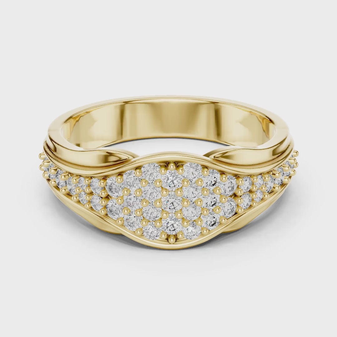 MJAR001 - Swirling Pave Encrusted Wide Statement Ring